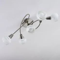 Plafonnier Warga LED Nickel mat, 5 lumières