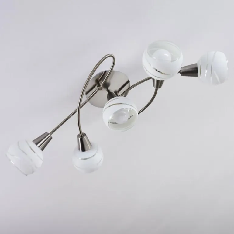 Plafonnier Warga LED Nickel mat, 5 lumières