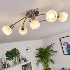 Plafonnier Warga LED Nickel mat, 5 lumières