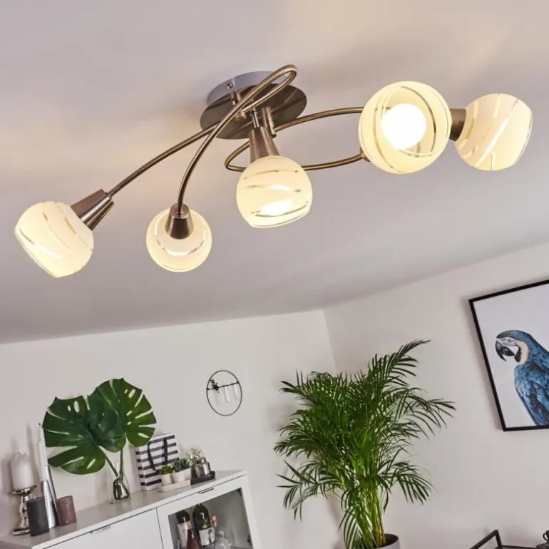 Plafonnier Warga LED Nickel mat, 5 lumières