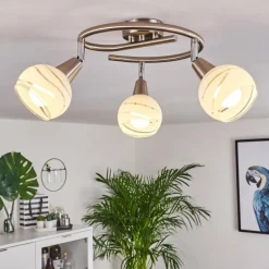 Plafonnier Warga LED Nickel mat, 3 lumières