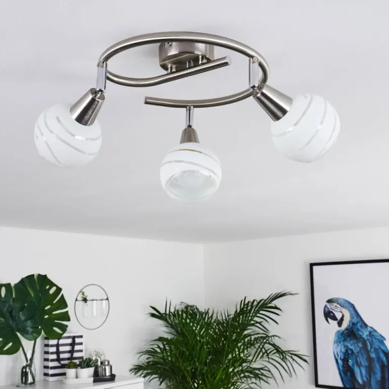 Plafonnier Warga LED Nickel mat, 3 lumières