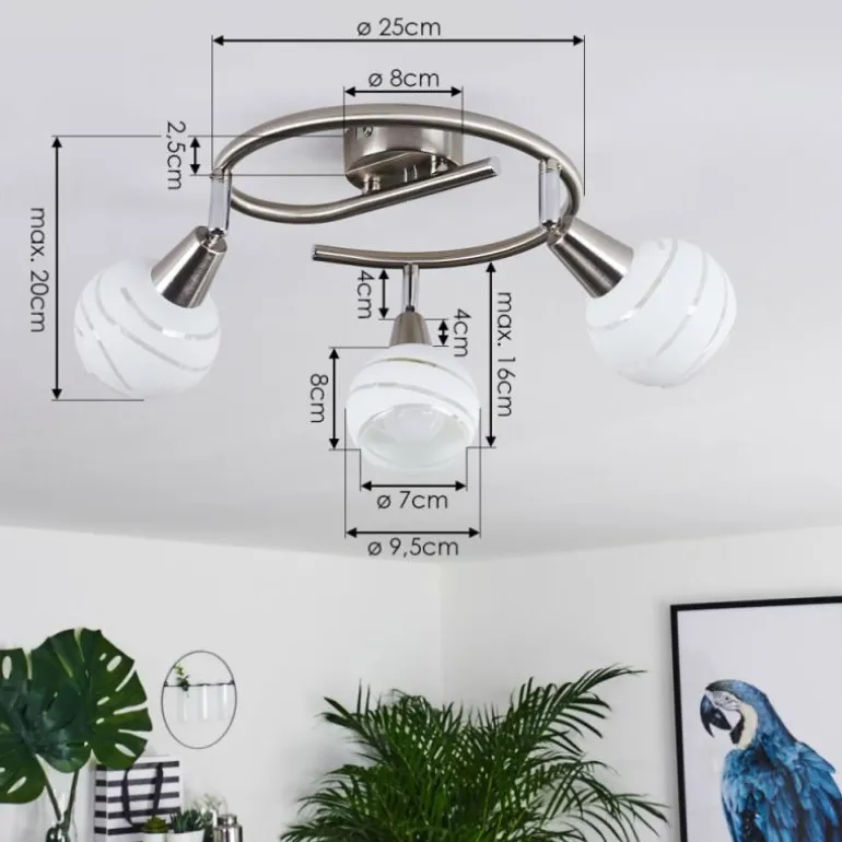 Plafonnier Warga LED Nickel mat, 3 lumières
