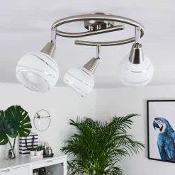 Plafonnier Warga LED Nickel mat, 3 lumières