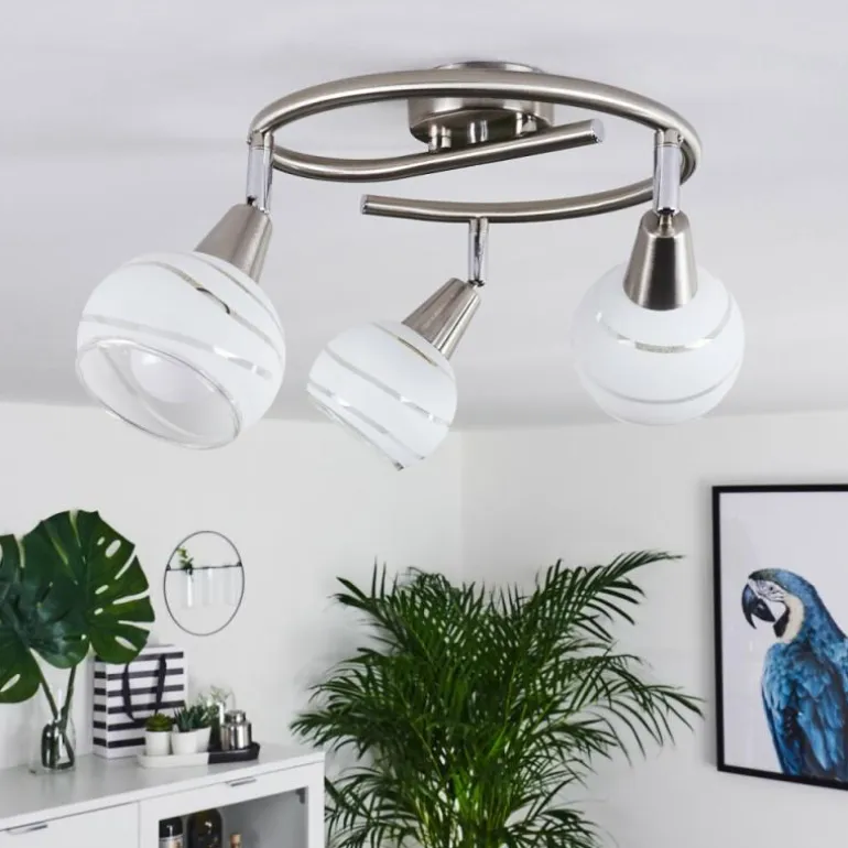 Plafonnier Warga LED Nickel mat, 3 lumières