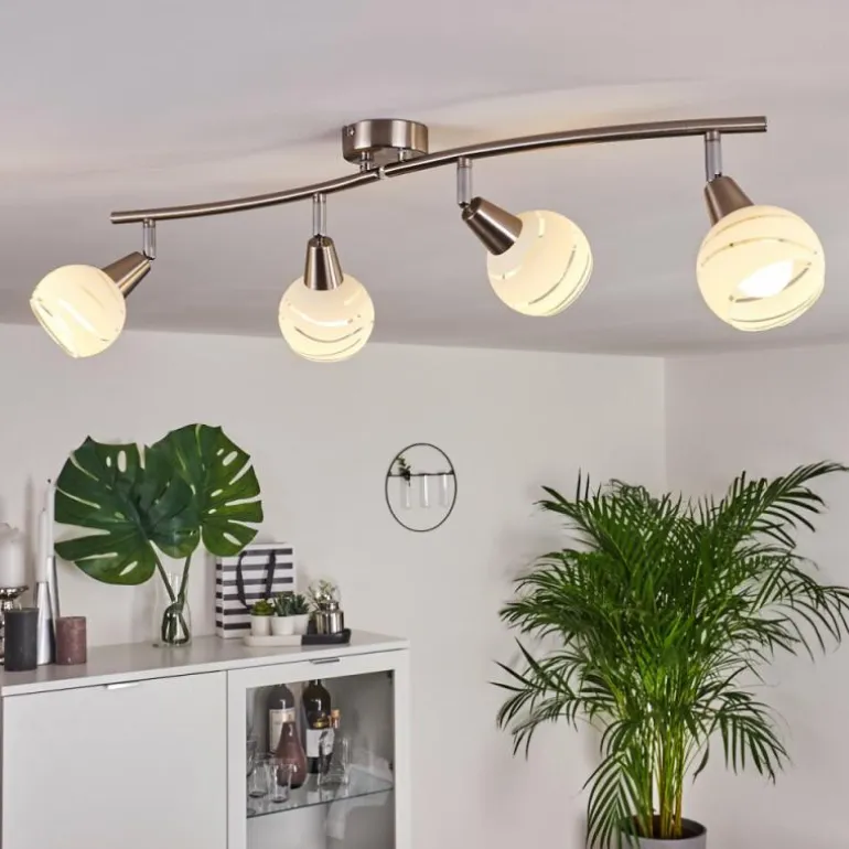 Plafonnier Warga LED Nickel mat, 4 lumières