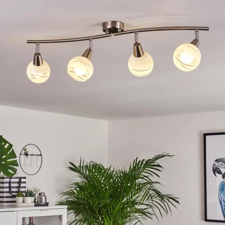 Plafonnier Warga LED Nickel mat, 4 lumières