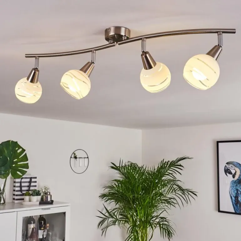 Plafonnier Warga LED Nickel mat, 4 lumières