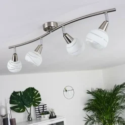 Plafonnier Warga LED Nickel mat, 4 lumières