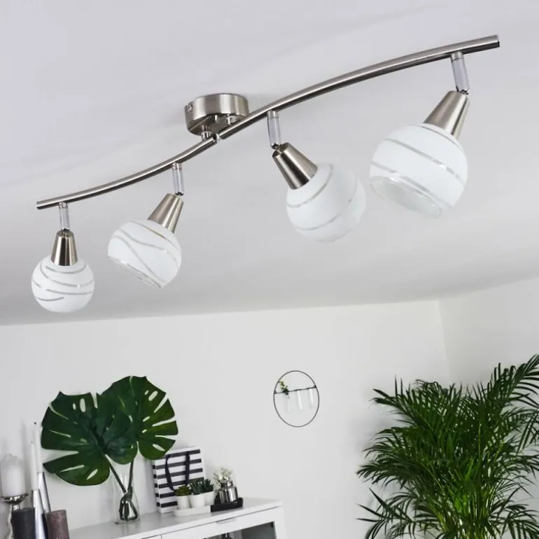 Plafonnier Warga LED Nickel mat, 4 lumières