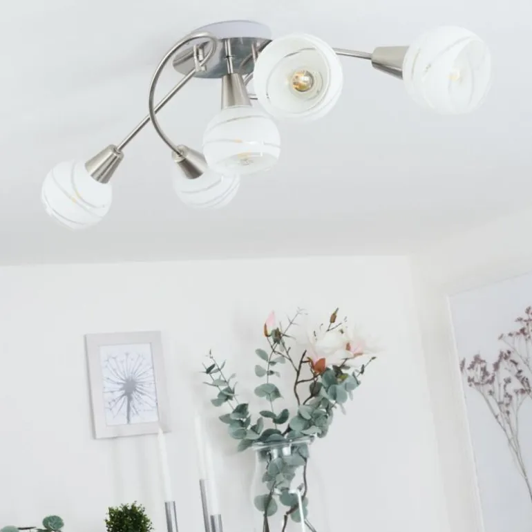 Plafonnier Warga Nickel mat, 5 lumières