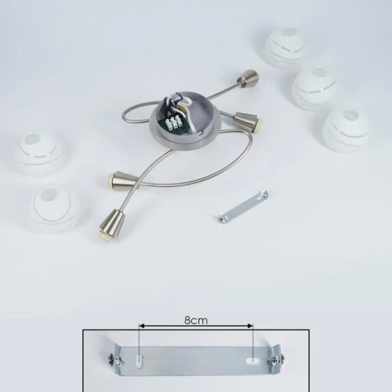 Plafonnier Warga Nickel mat, 5 lumières