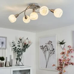 Plafonnier Warga Nickel mat, 5 lumières