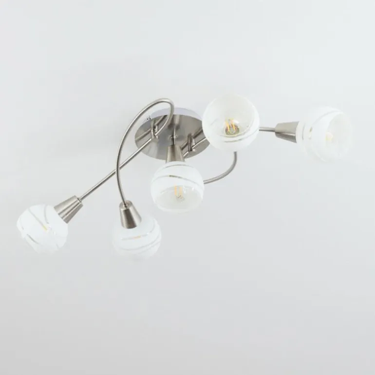 Plafonnier Warga Nickel mat, 5 lumières