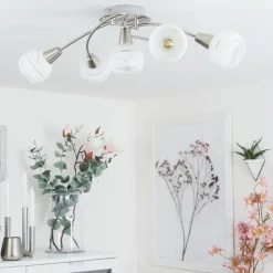 Plafonnier Warga Nickel mat, 5 lumières