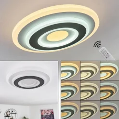 Plafonnier Wawo LED Gris, Blanc, 1 lumière, Télécommandes