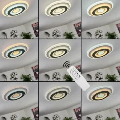 Plafonnier Wawo LED Gris, Blanc, 1 lumière, Télécommandes