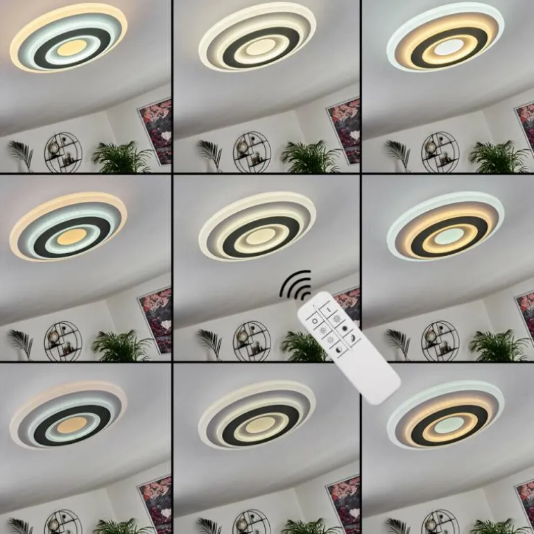 Plafonnier Wawo LED Gris, Blanc, 1 lumière, Télécommandes