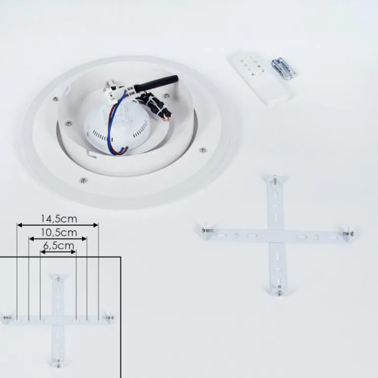 Plafonnier Wawo LED Gris, Blanc, 1 lumière, Télécommandes