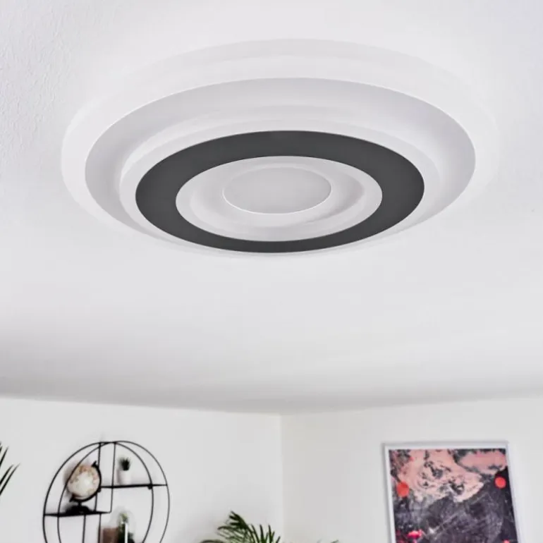 Plafonnier Wawo LED Gris, Blanc, 1 lumière, Télécommandes