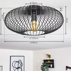 Plafonnier Wemude Noir, 1 lumière