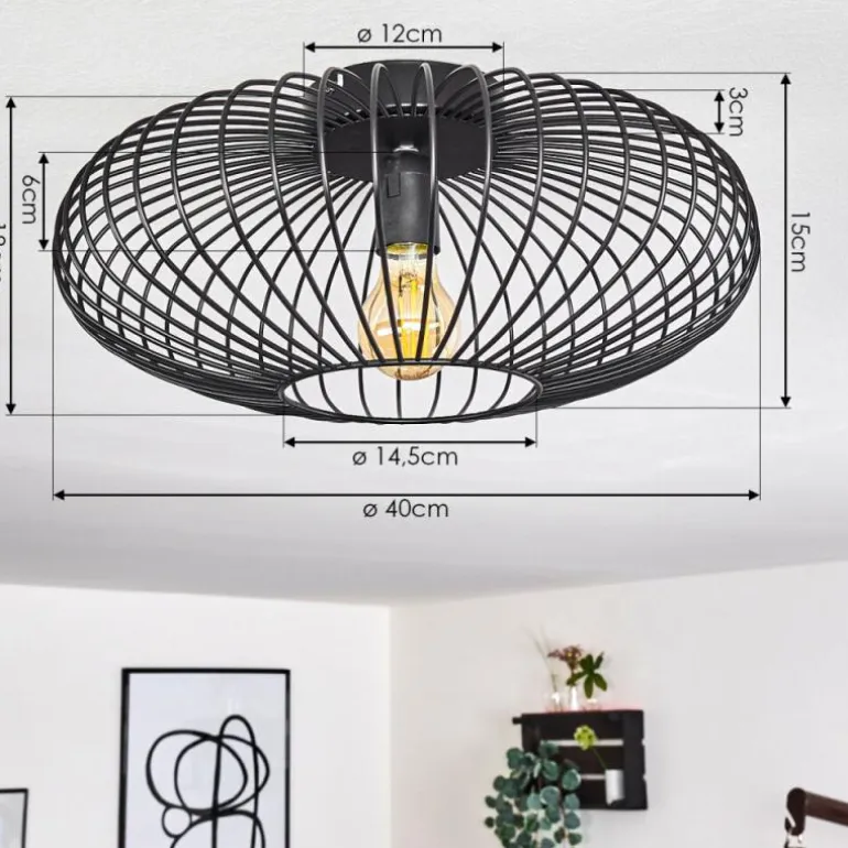 Plafonnier Wemude Noir, 1 lumière