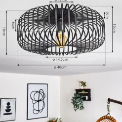 Plafonnier Wemude Noir, 1 lumière