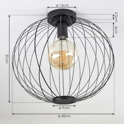 Plafonnier Wharua Noir, 1 lumière