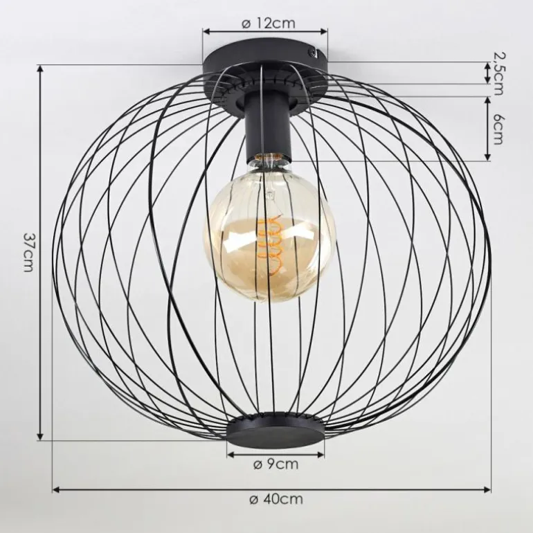 Plafonnier Wharua Noir, 1 lumière