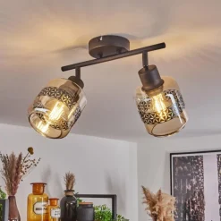 Plafonnier Wigan Noir, 2 lumières