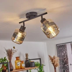 Plafonnier Wigan Noir, 2 lumières