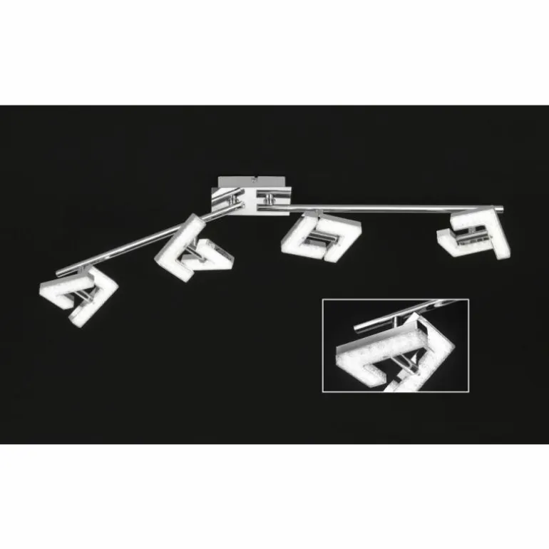 Plafonnier Wofi LEA LED Chrome, 4 lumières