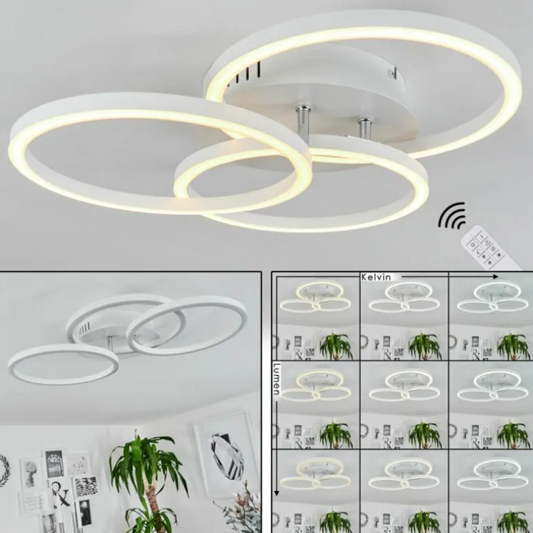 Plafonnier Xena LED Blanc, 1 lumière, Télécommandes