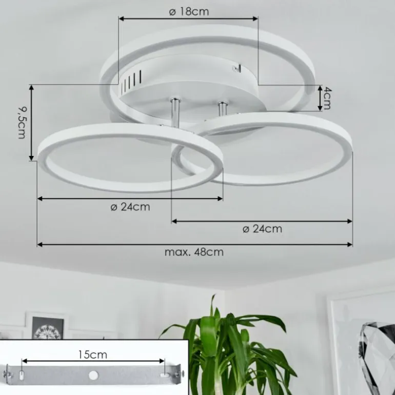 Plafonnier Xena LED Blanc, 1 lumière, Télécommandes
