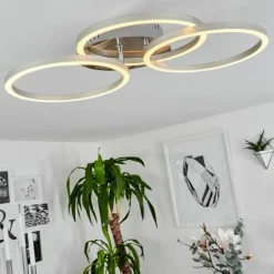 Plafonnier Xena LED Nickel mat, 1 lumière, Télécommandes