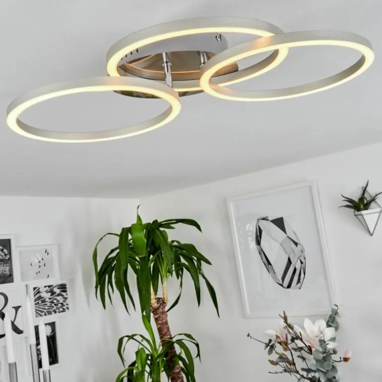Plafonnier Xena LED Nickel mat, 1 lumière, Télécommandes