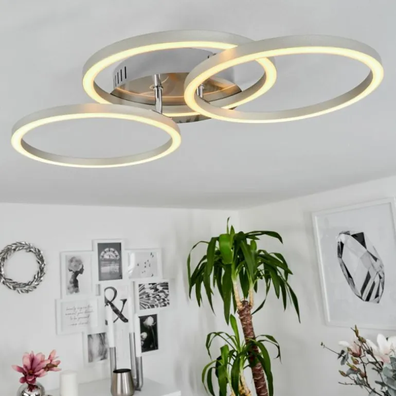 Plafonnier Xena LED Nickel mat, 1 lumière, Télécommandes