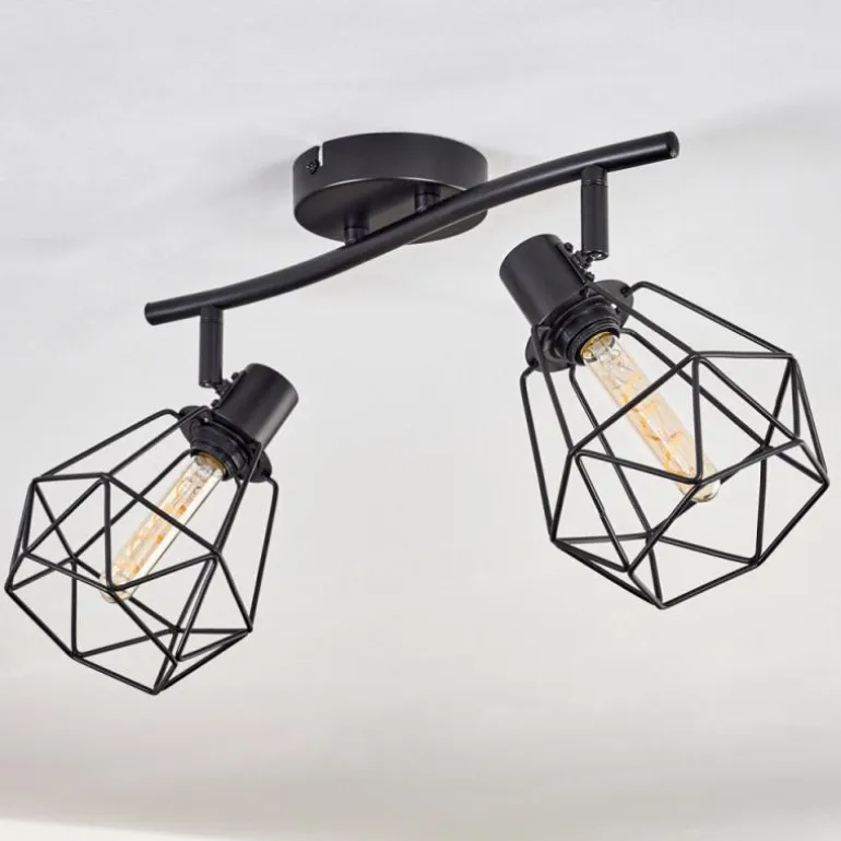 Plafonnier Yaak Noir, 2 lumières