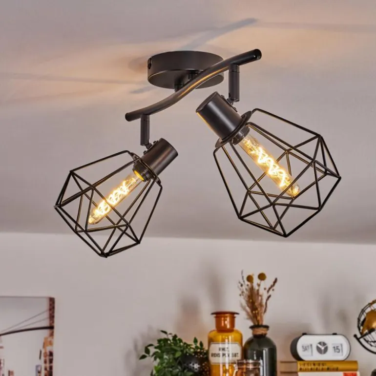 Plafonnier Yaak Noir, 2 lumières
