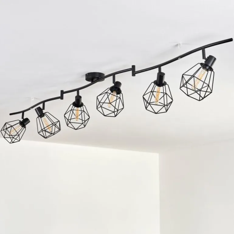 Plafonnier Yaak Noir, 6 lumières