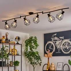 Plafonnier Yaak Noir, 6 lumières
