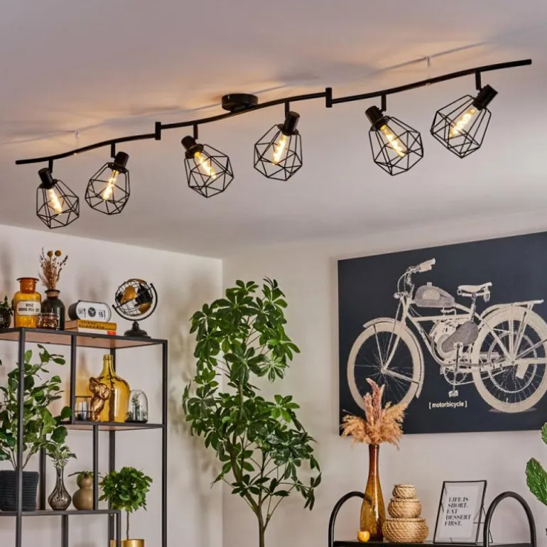 Plafonnier Yaak Noir, 6 lumières