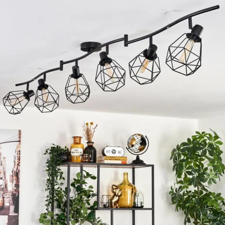 Plafonnier Yaak Noir, 6 lumières