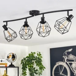 Plafonnier Yaak Noir, 4 lumières