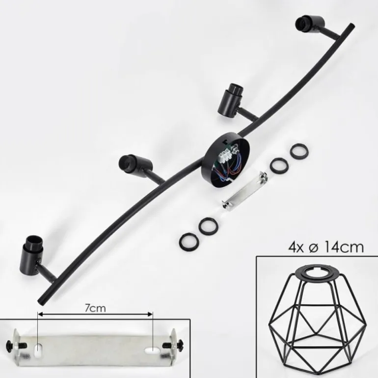 Plafonnier Yaak Noir, 4 lumières