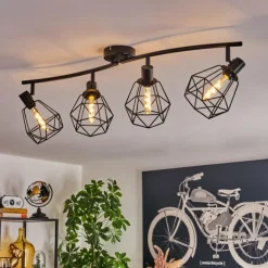 Plafonnier Yaak Noir, 4 lumières