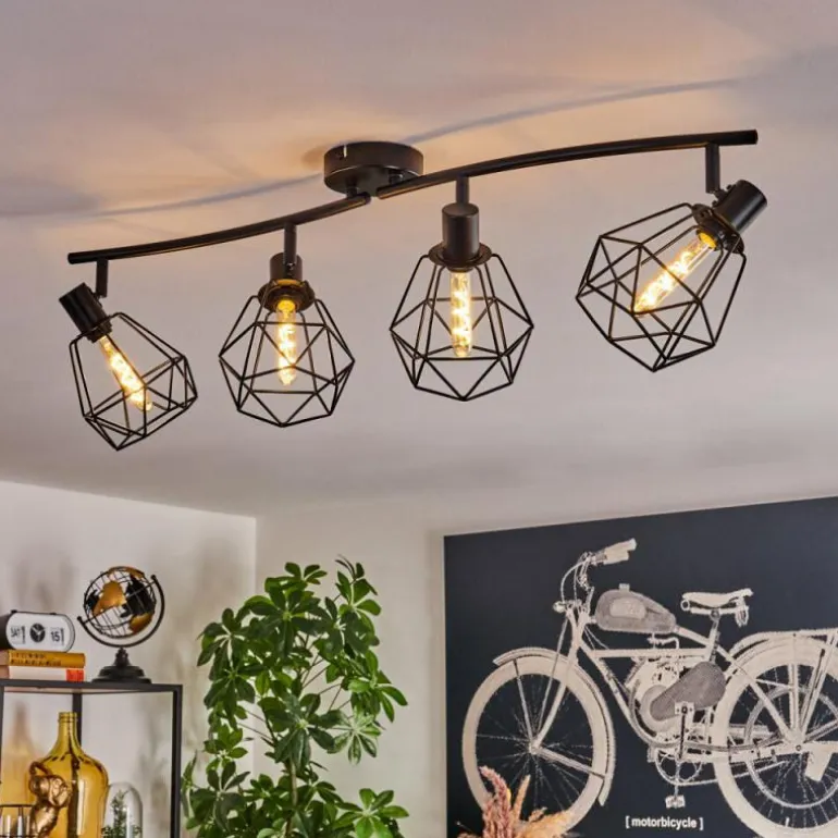 Plafonnier Yaak Noir, 4 lumières