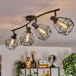 Plafonnier Yaak Noir, 4 lumières