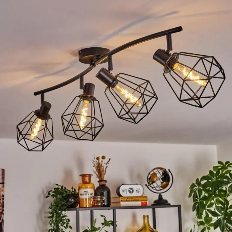 Plafonnier Yaak Noir, 4 lumières