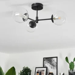 Plafonnier Yucao Noir, 3 lumières